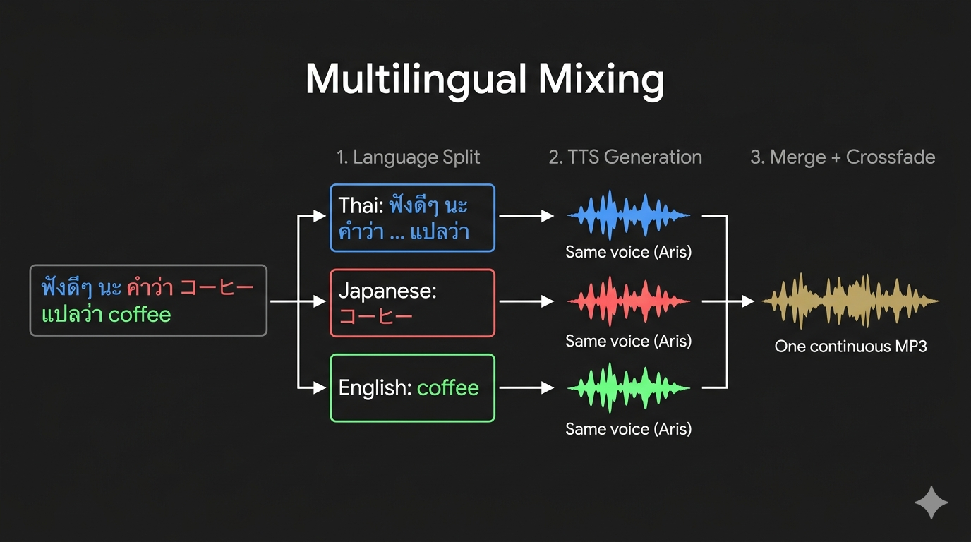 Multilingual mixing flow